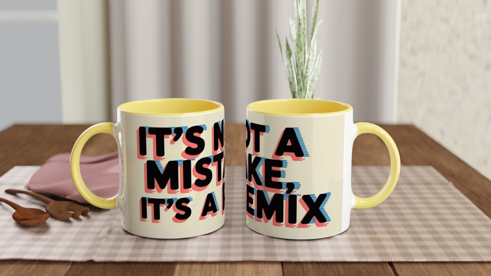 Positivity Mug | It's Not a Mistake It's a Remix | Fun Typography Gift | Birthday Present for Best Friend or Colleague — view 8