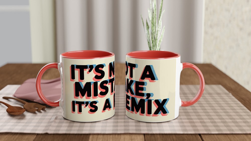 Positivity Mug | It's Not a Mistake It's a Remix | Fun Typography Gift | Birthday Present for Best Friend or Colleague — view 7