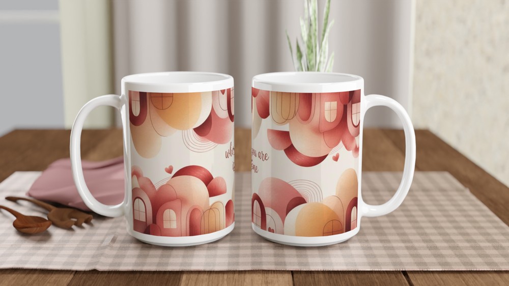 Where You Are Is Home Mug | Romantic Anniversary Gift | Cosy Valentines Present for Couples | Abstract Art Coffee Cup — view 2