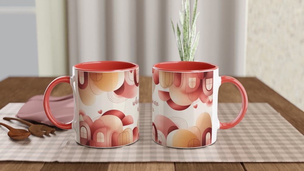 Where You Are Is Home Mug | Romantic Anniversary Gift | Cosy Valentines Present for Couples | Abstract Art Coffee Cup — view 7
