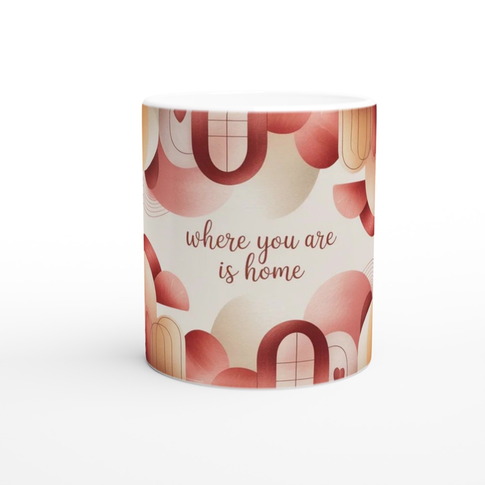 Where You Are Is Home Mug | Romantic Anniversary Gift | Cosy Valentines Present for Couples | Abstract Art Coffee Cup — view 11