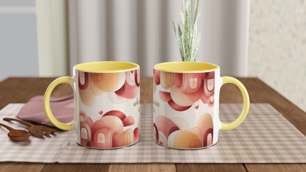 Where You Are Is Home Mug | Romantic Anniversary Gift | Cosy Valentines Present for Couples | Abstract Art Coffee Cup — view 8