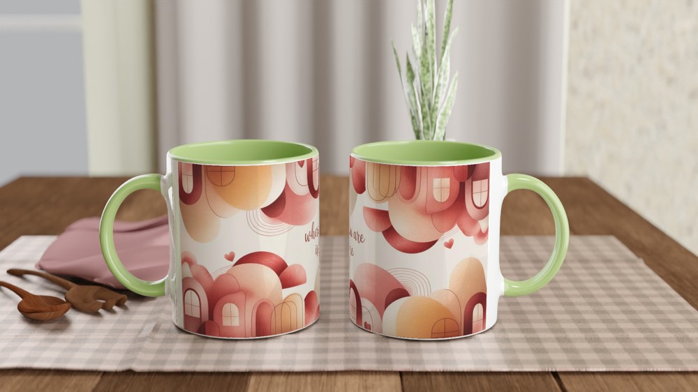Where You Are Is Home Mug | Romantic Anniversary Gift | Cosy Valentines Present for Couples | Abstract Art Coffee Cup — view 5