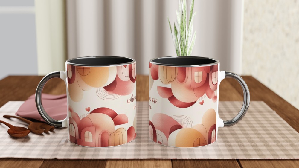 Where You Are Is Home Mug | Romantic Anniversary Gift | Cosy Valentines Present for Couples | Abstract Art Coffee Cup — view 9