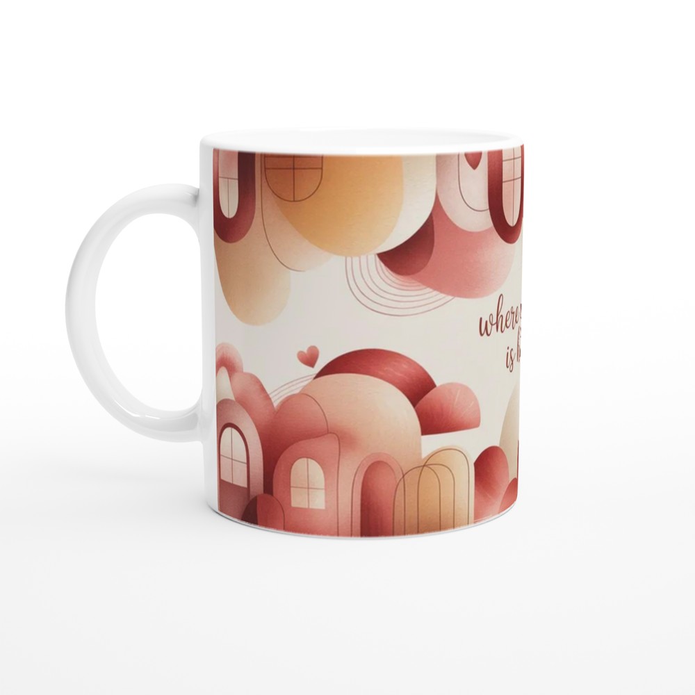 Where You Are Is Home Mug | Romantic Anniversary Gift | Cosy Valentines Present for Couples | Abstract Art Coffee Cup — view 10