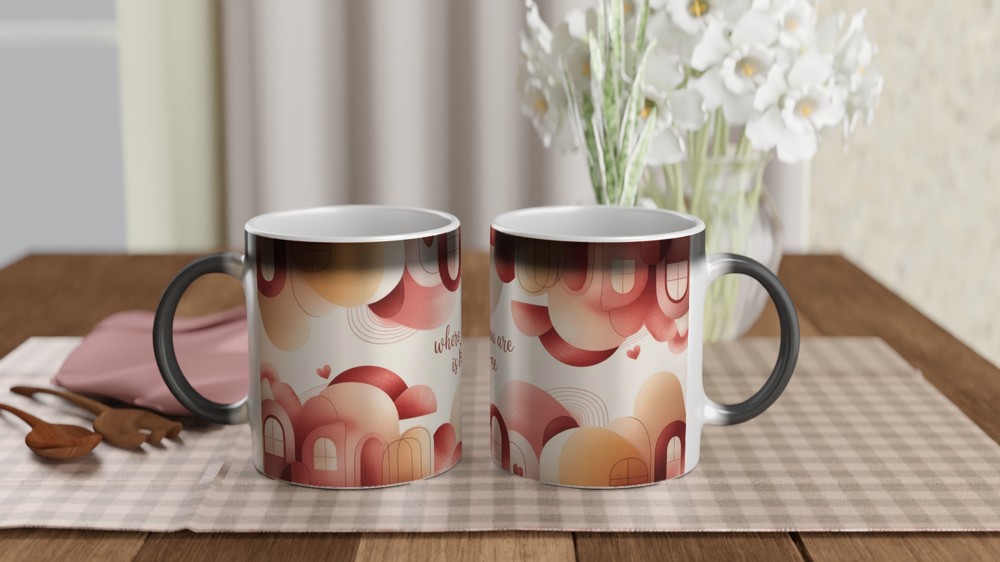Where You Are Is Home Mug | Romantic Anniversary Gift | Cosy Valentines Present for Couples | Abstract Art Coffee Cup — view 3
