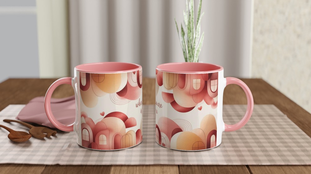 Where You Are Is Home Mug | Romantic Anniversary Gift | Cosy Valentines Present for Couples | Abstract Art Coffee Cup — view 6