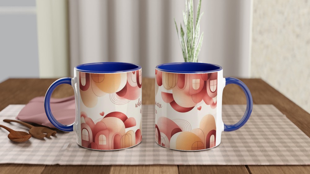 Where You Are Is Home Mug | Romantic Anniversary Gift | Cosy Valentines Present for Couples | Abstract Art Coffee Cup — view 4