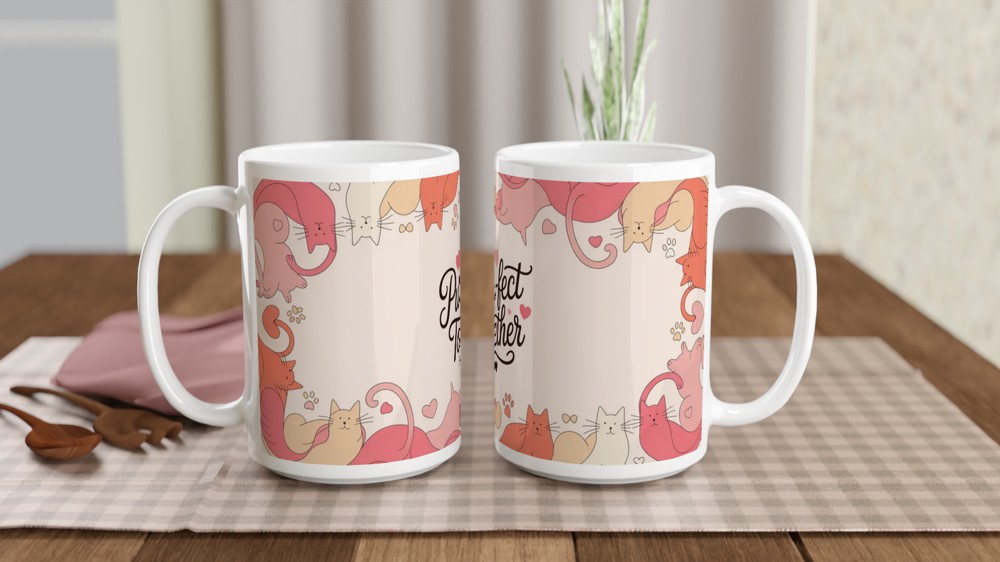 Purr-fect Together Mug | Cat Lover Valentine Gift | Anniversary Present for Couple | Cute Cat Mug for Her and Him — view 2