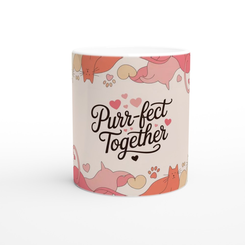 Purr-fect Together Mug | Cat Lover Valentine Gift | Anniversary Present for Couple | Cute Cat Mug for Her and Him — view 11
