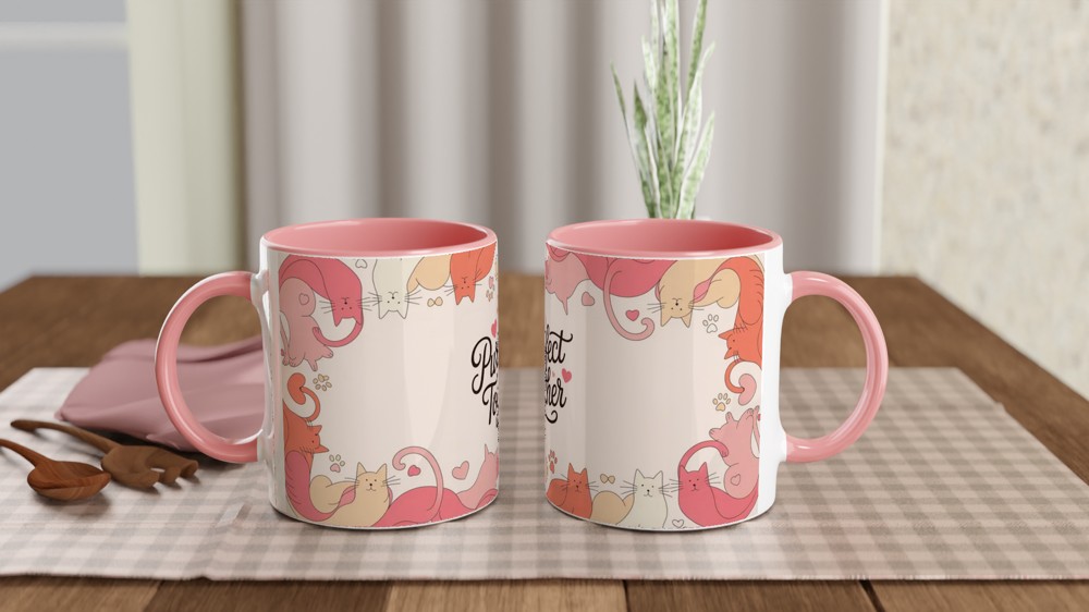 Purr-fect Together Mug | Cat Lover Valentine Gift | Anniversary Present for Couple | Cute Cat Mug for Her and Him — view 6
