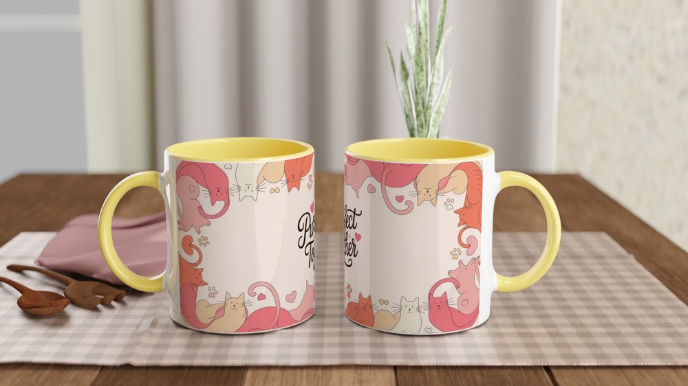 Purr-fect Together Mug | Cat Lover Valentine Gift | Anniversary Present for Couple | Cute Cat Mug for Her and Him — view 8
