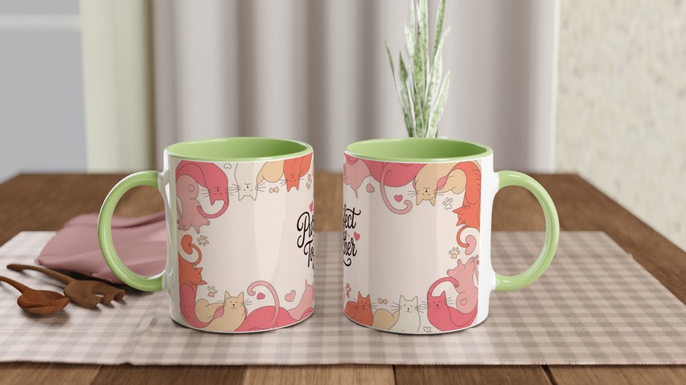 Purr-fect Together Mug | Cat Lover Valentine Gift | Anniversary Present for Couple | Cute Cat Mug for Her and Him — view 5