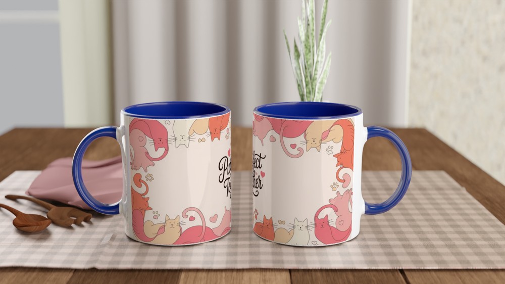 Purr-fect Together Mug | Cat Lover Valentine Gift | Anniversary Present for Couple | Cute Cat Mug for Her and Him — view 4