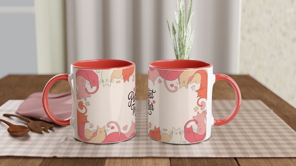 Purr-fect Together Mug | Cat Lover Valentine Gift | Anniversary Present for Couple | Cute Cat Mug for Her and Him — view 7