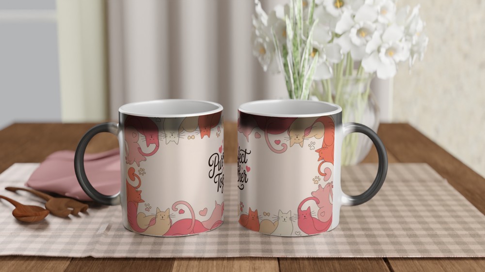 Purr-fect Together Mug | Cat Lover Valentine Gift | Anniversary Present for Couple | Cute Cat Mug for Her and Him — view 3