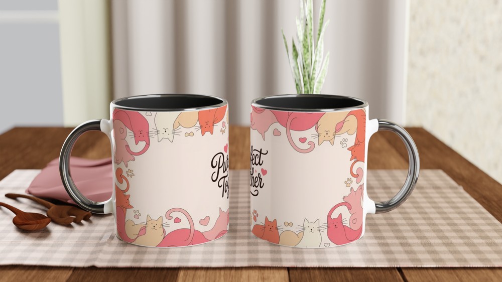 Purr-fect Together Mug | Cat Lover Valentine Gift | Anniversary Present for Couple | Cute Cat Mug for Her and Him — view 9