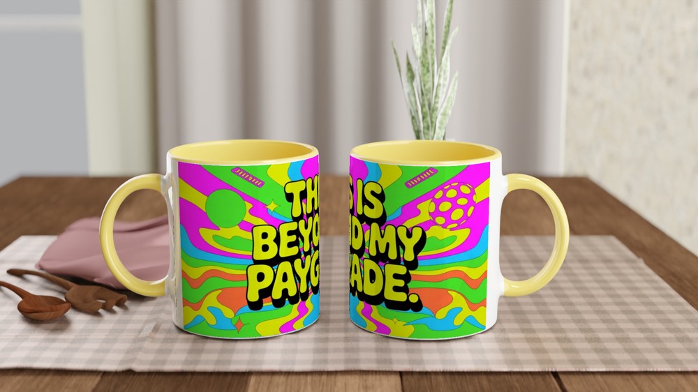 This Is Beyond My Paygrade Mug | Funny Office Gift for Colleagues | Sarcastic Leaving Present | Psychedelic Neon Coffee Mug — view 8