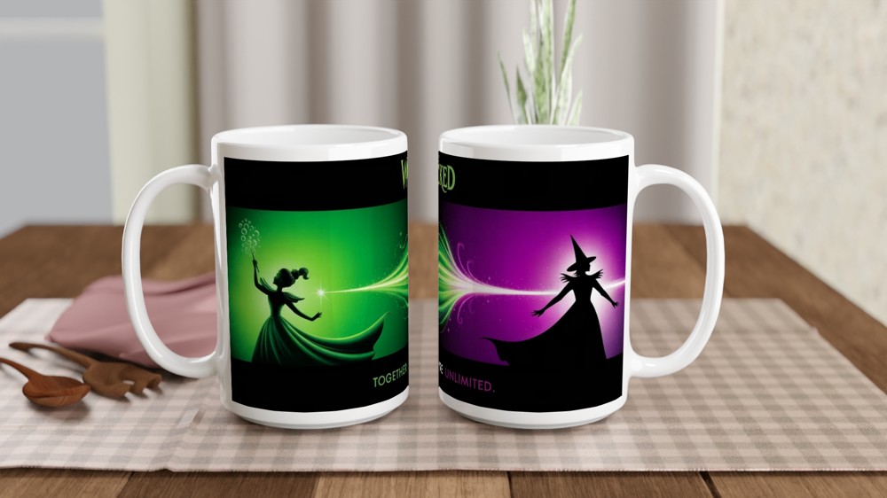 Wicked Mug | Elphaba and Glinda Silhouette | Musical Theatre Gift | Present for Best Friend — view 2
