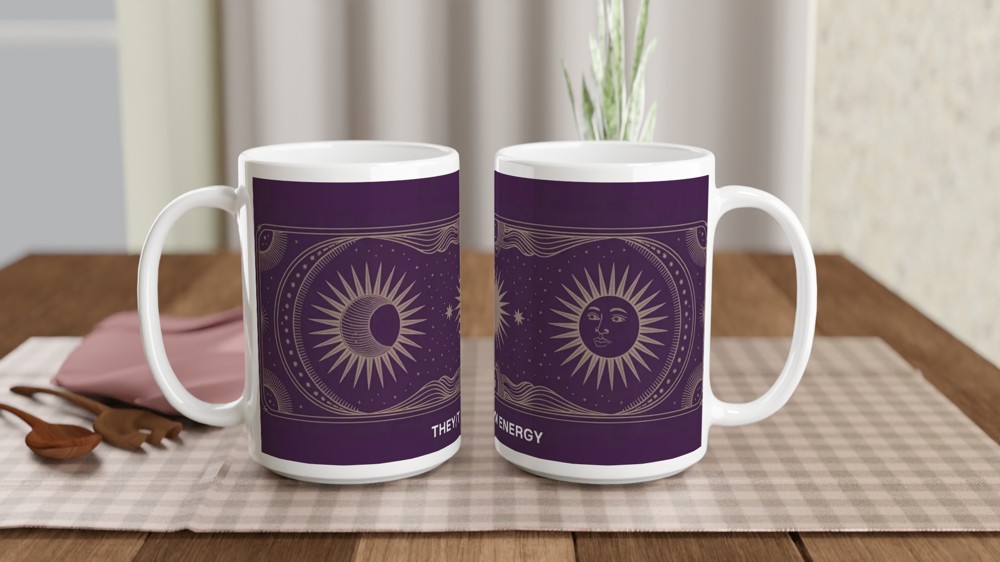 They Them Energy Mug | Celestial Tarot Card Gift | Non Binary Birthday Present | Queer Witchy Mug for Best Friend — view 2