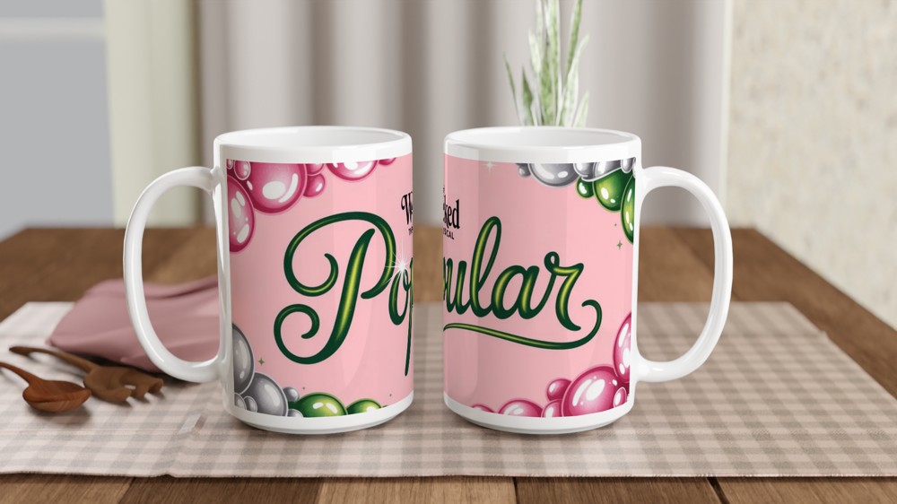 Popular Wicked Mug | Glinda Pink Bubbles Cup | Musical Theatre Gift for Her | Best Friend Birthday Present — view 2