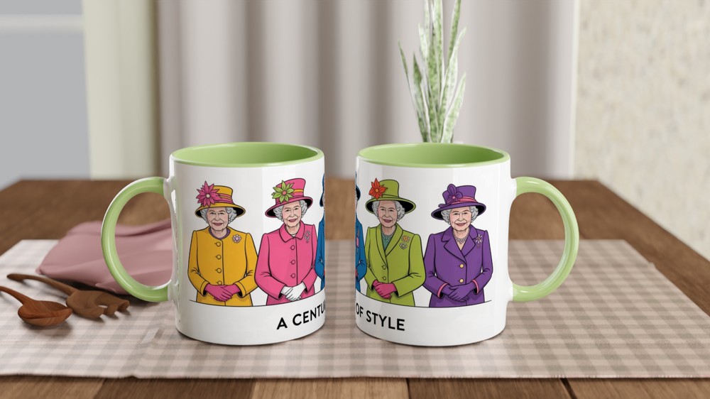 Queen Elizabeth Fashion Mug | A Century of Style Royal Coat Design | Gift for Mum, Her — view 5