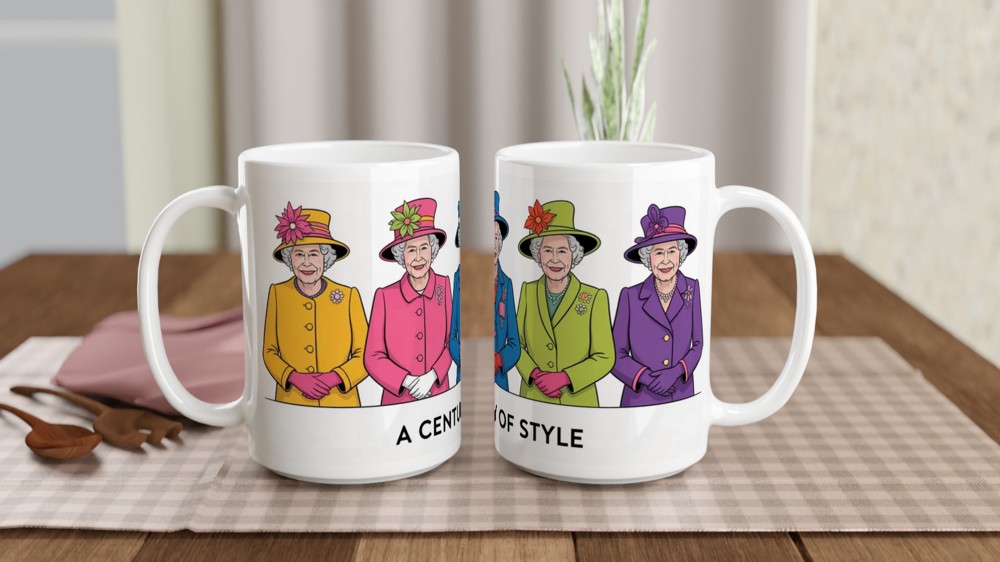 Queen Elizabeth Fashion Mug | A Century of Style Royal Coat Design | Gift for Mum, Her — view 2