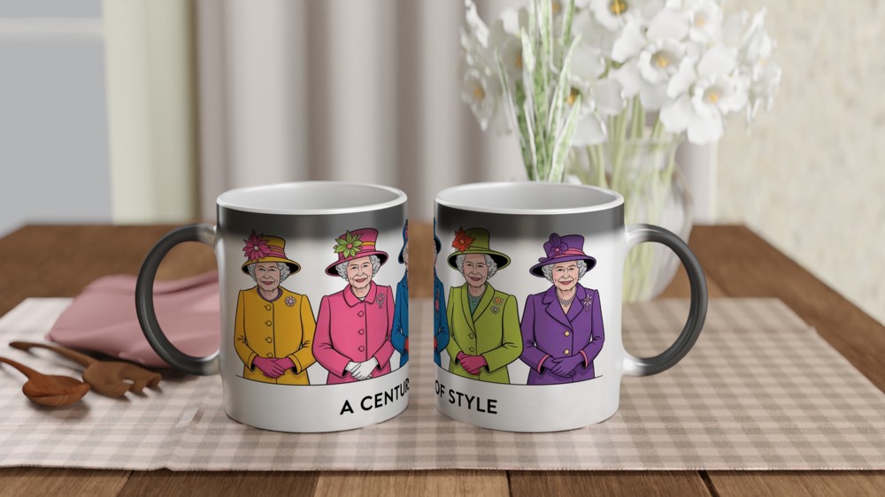 Queen Elizabeth Fashion Mug | A Century of Style Royal Coat Design | Gift for Mum, Her — view 3