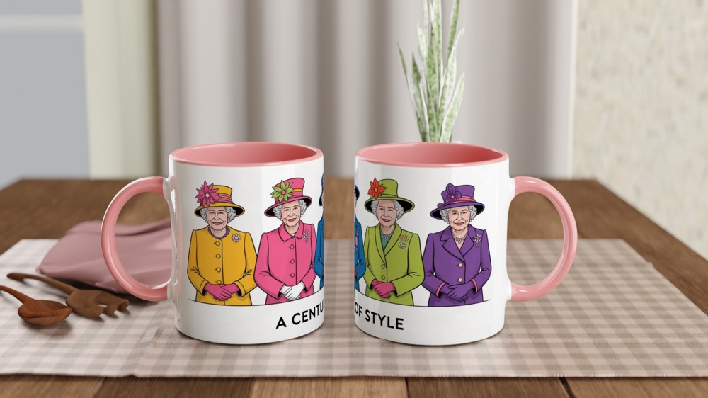 Queen Elizabeth Fashion Mug | A Century of Style Royal Coat Design | Gift for Mum, Her — view 6