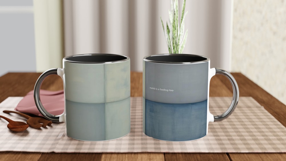 Mental Health Mug | Numb is a Feeling Too Quote | Thinking of You Gift | Abstract Rothko Art Mug — view 9