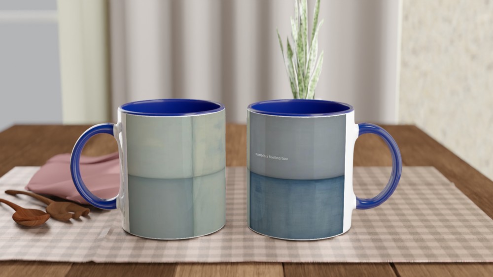 Mental Health Mug | Numb is a Feeling Too Quote | Thinking of You Gift | Abstract Rothko Art Mug — view 4