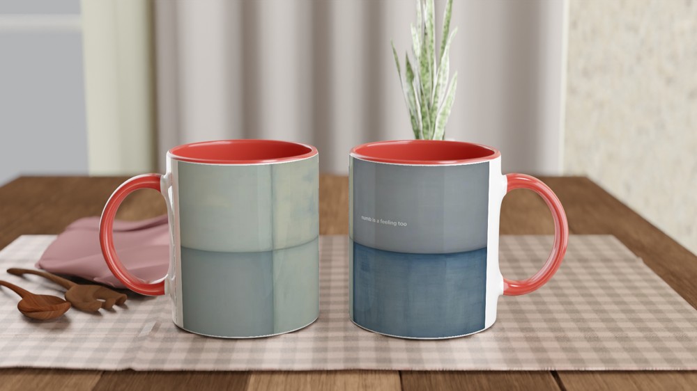 Mental Health Mug | Numb is a Feeling Too Quote | Thinking of You Gift | Abstract Rothko Art Mug — view 7