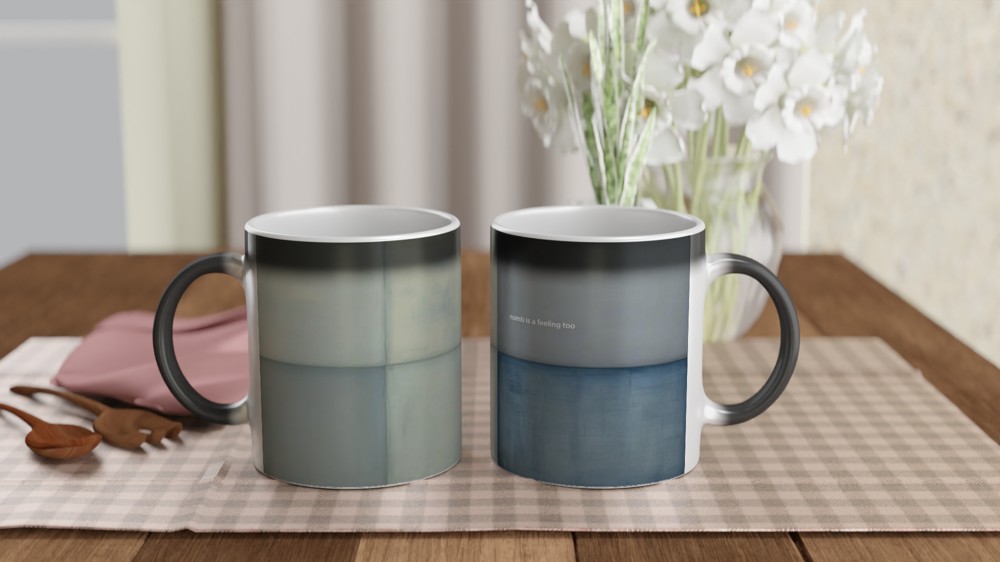 Mental Health Mug | Numb is a Feeling Too Quote | Thinking of You Gift | Abstract Rothko Art Mug — view 3