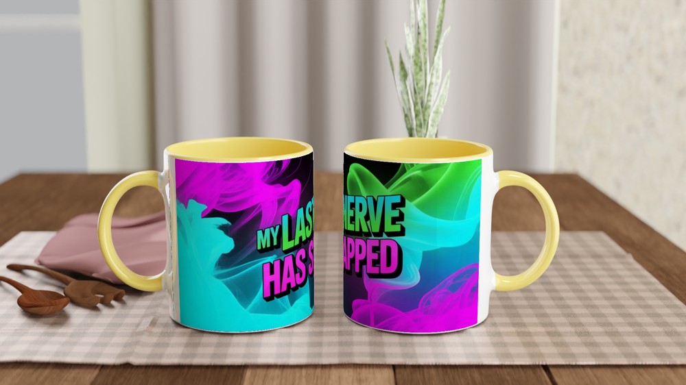 My Last Nerve Has Snapped Mug | Funny Sarcastic Gift for Colleagues | Neon Smoke Wrap Design Ceramic Coffee Cup — view 8