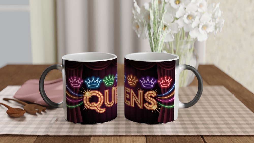 Six Musical Mug | Neon Queens Crowns Design | Theatre Lover Gift | West End Musical Present — view 3