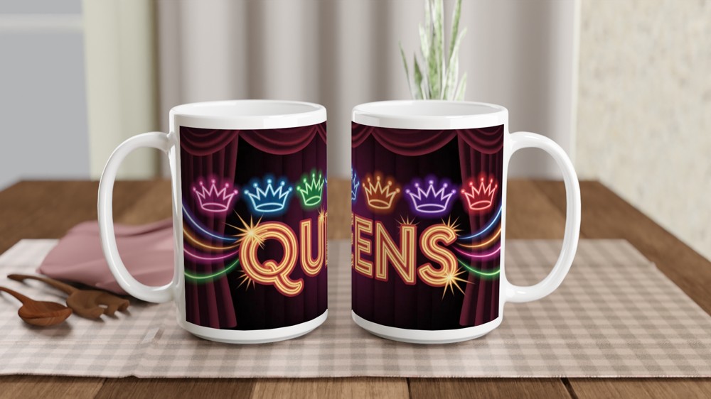 Six Musical Mug | Neon Queens Crowns Design | Theatre Lover Gift | West End Musical Present — view 2