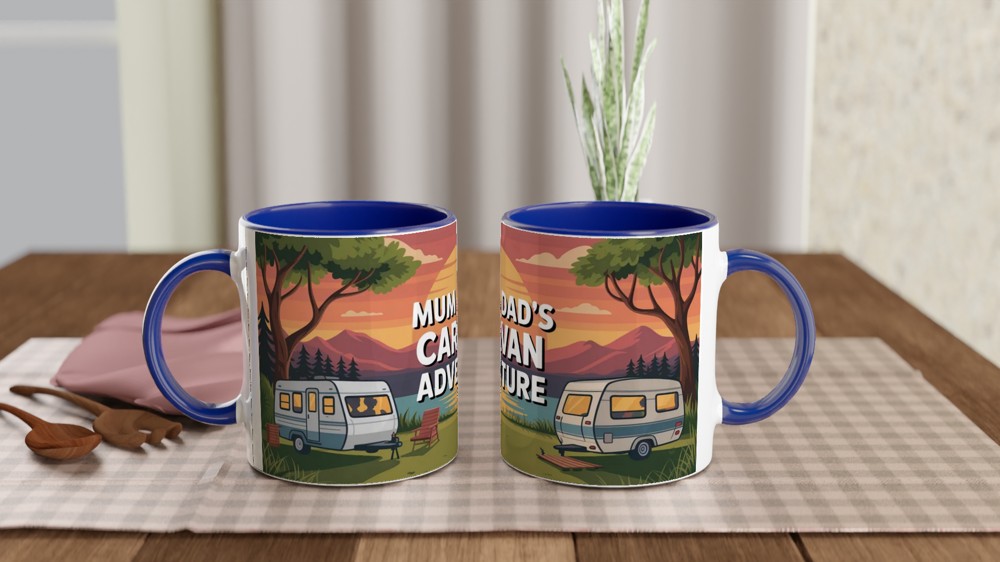 Caravan Mug for Mum and Dad | Sunset Campsite Design | Anniversary Gift for Parents | Camping Lover Present — view 4