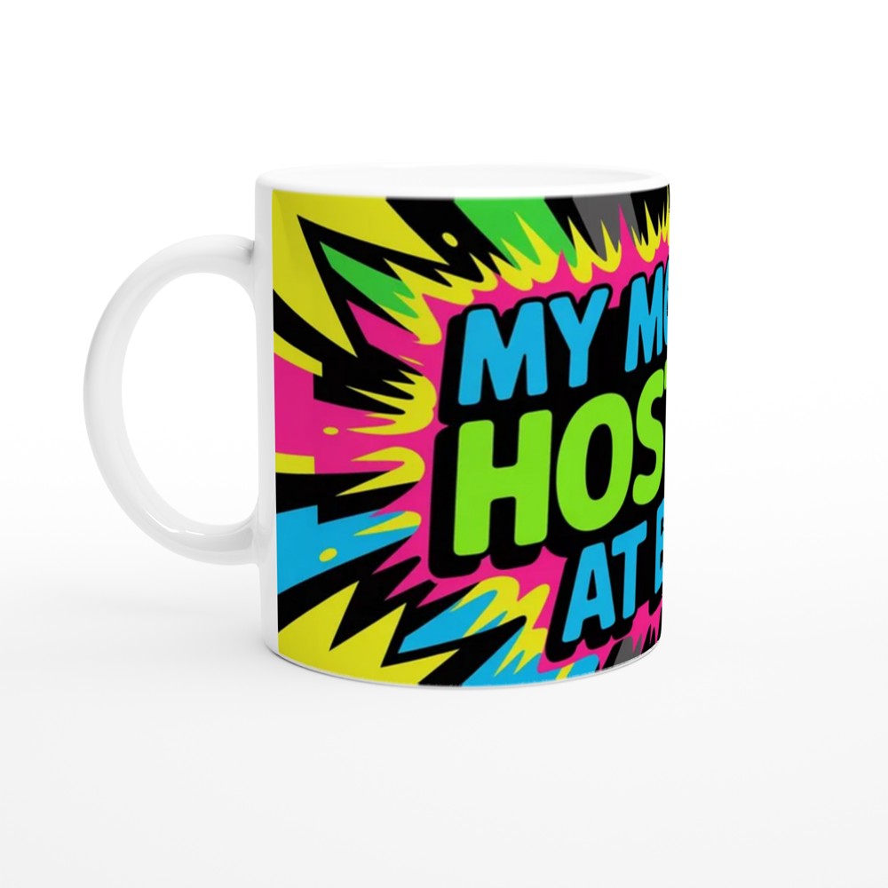 Sarcastic Quote Mug | My Mood Is Hostile At Best Graffiti Design | Funny Birthday Gift for Friends | Neon Sassy Mug — view 10