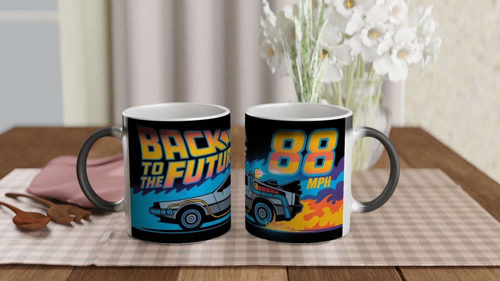 Back to the Future Mug | 88 Mph DeLorean Gift | Retro 80s Sci-Fi Present | Birthday Gift for Him or Dad — view 3