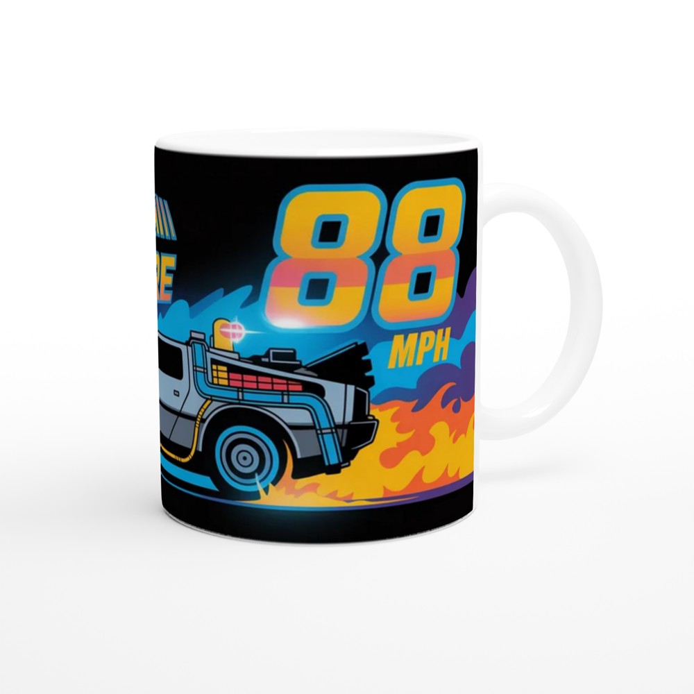 Back to the Future Mug | 88 Mph DeLorean Gift | Retro 80s Sci-Fi Present | Birthday Gift for Him or Dad — view 12