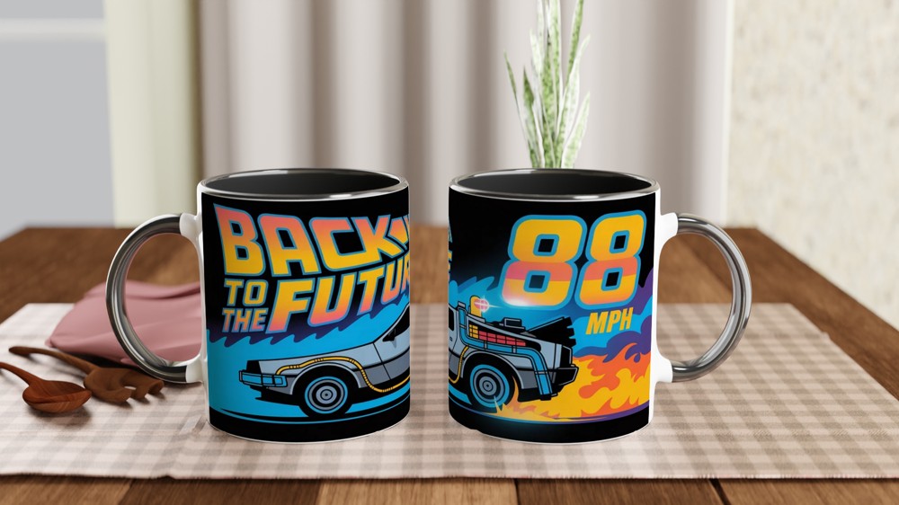 Back to the Future Mug | 88 Mph DeLorean Gift | Retro 80s Sci-Fi Present | Birthday Gift for Him or Dad — view 9