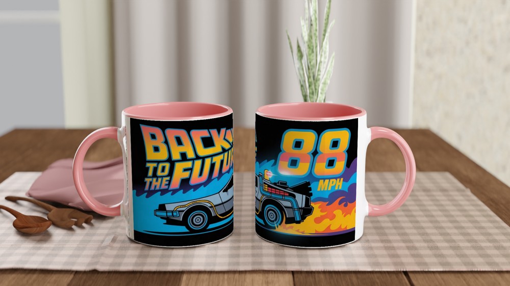 Back to the Future Mug | 88 Mph DeLorean Gift | Retro 80s Sci-Fi Present | Birthday Gift for Him or Dad — view 6