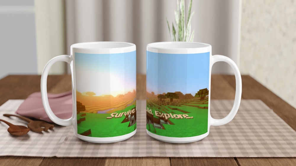 Survive Build Explore Block World Gamer Mug — view 2