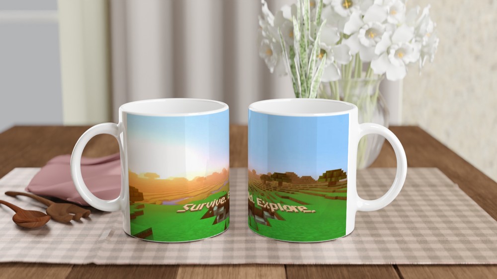 Survive Build Explore Block World Gamer Mug