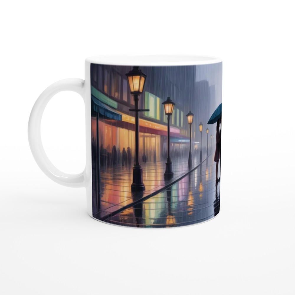Love You More Than Coffee Romantic Rainy Street Mug — view 10