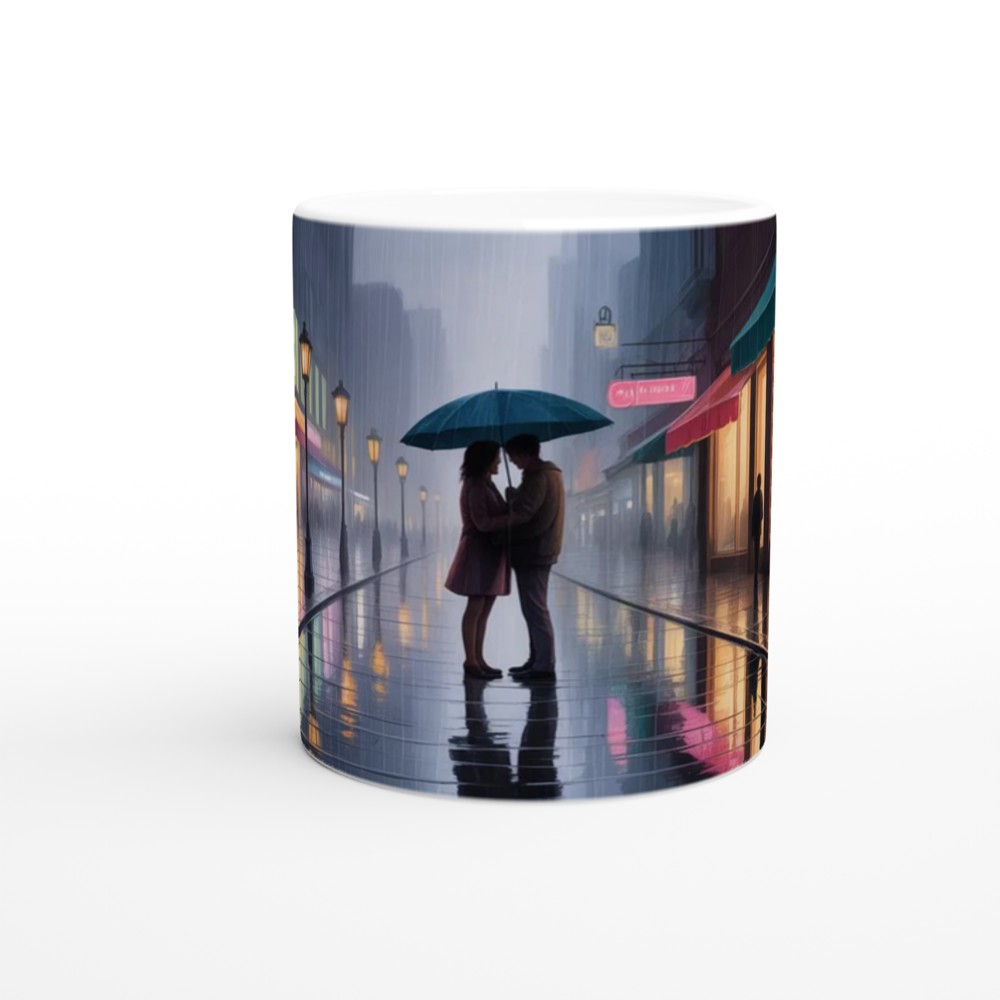 Love You More Than Coffee Romantic Rainy Street Mug — view 11