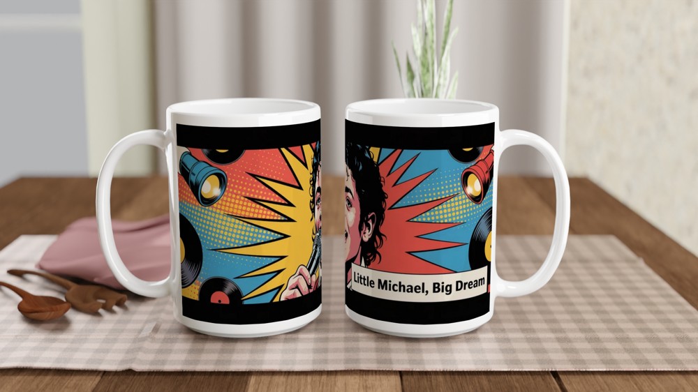 MJ the Musical Mug | 'Little Michael, Big Dream' Pop Art | Musical Theatre Gift | Jackson Fan Present — view 2