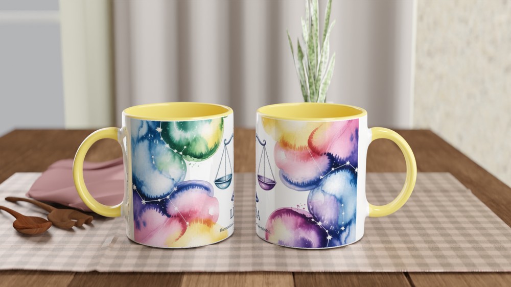 Libra Mug | Zodiac Star Sign Gift | Watercolour Astrology Scales Mug | Birthday Present for Her and Him — view 8