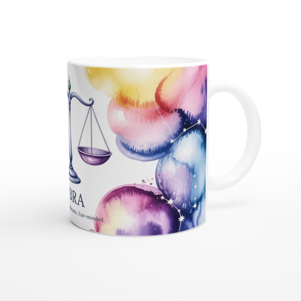 Libra Mug | Zodiac Star Sign Gift | Watercolour Astrology Scales Mug | Birthday Present for Her and Him — view 12
