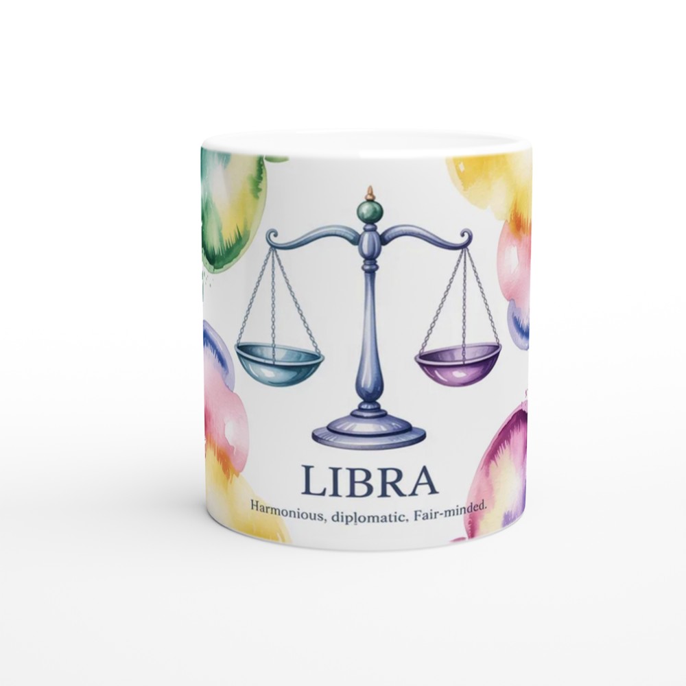 Libra Mug | Zodiac Star Sign Gift | Watercolour Astrology Scales Mug | Birthday Present for Her and Him — view 11